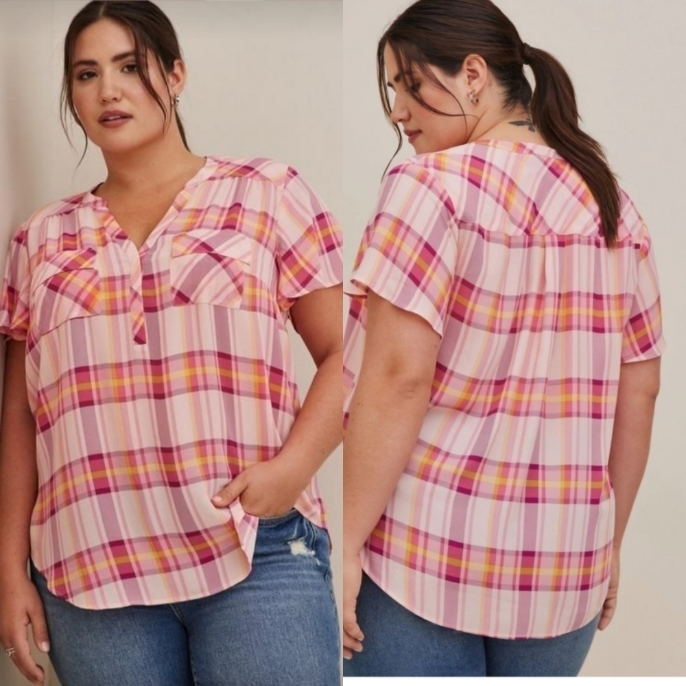 Torrid Womens Harper Short Sleeve Blouse Multicolor Size 4X.